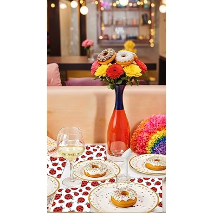 LADYBUG PAPER NAPKINS40 PCS, CUTE RED & BLACK DESIGN, DISPOSABLE TABLEWARE FOR BIRTHDAY PARTIES, BABY SHOWERS, AND LADY BEETLE THEMED EVENTS - Image 2